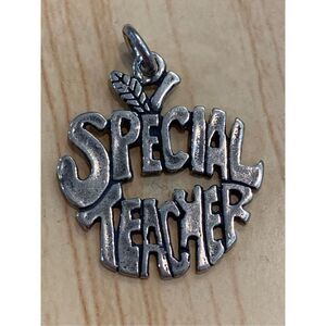 .925 Teacher Apple Sterling Silver Jewelry Charm